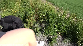 Almost Got Caught While Fingering Naive Schoolgirls Creamy Pussy on Public Park Bench