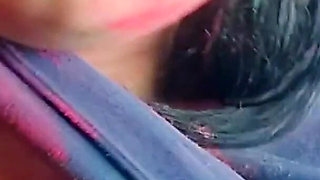 Holi Special: Stepdad Fucks Horny Stepdaughter in Bathroom with Red Gulal All Over Her Big Tits