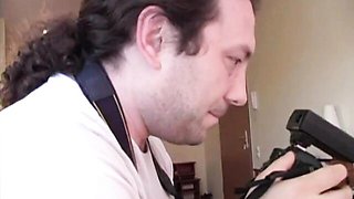 Gorgeous blonde doll Daniella shows off her naked body on the sofa