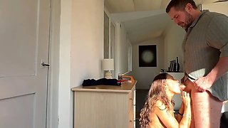 Hot milf gets tricked by her handyman and ends up getting fucked hard