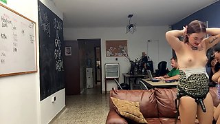 Naughty friends get it on in my office