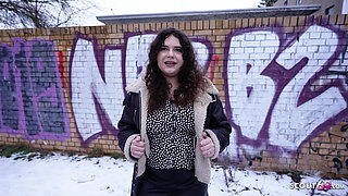 GERMAN SCOUT - Curvy Big natural Tits Teen 18 Rose Noir get hairy Pussy Fucked at Casting