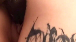 Hot Goth Girl Fucking a BBC Dildo and Filled with Cum