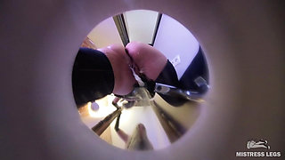 Goddess Pissing Into the Sink in Latex Thong and Black Stockings - You’re My Human Toilet Bowl POV