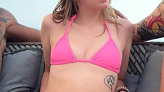 Geek Nerd Meets Two Porn Actors in the Pool and Gets Double Penetrated