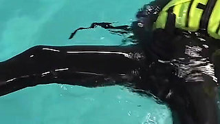 Neoprene Lust: Inflatable Snorkel Vest Pleasure in the Pool