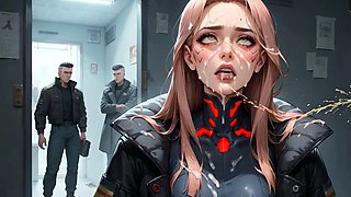 Blue-Haired Squirt Queen's Cityscape Triple Cumming