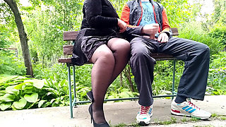 Pulled Out His Cock in Front of His Shy Stepmother Wearing Pantyhose