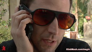 Muscular debt collector fucks mom in bondage