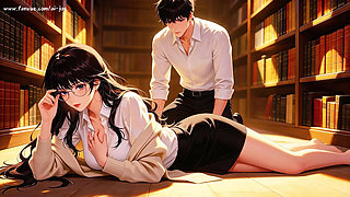 Gap Moe Glasses Beautiful Woman, the Private Study Session in the Library Super Temptation Episode 2 Ai-generated
