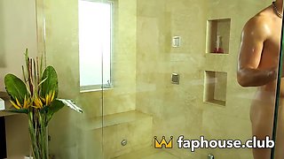 Hairy towheaded hotty gets boned in the bathroom