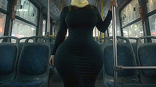 Petite Big Ass Girl Twerking in Tight Black Leggings on the Bus