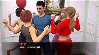 Playful blonde teen with a cute backside and petite assets