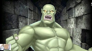 Hot blonde elven babe Studiouwu gets dominated by a massive orc in dungeon escape