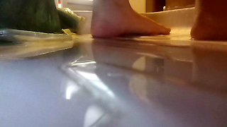 Shower Giantess: Colossal Bare Feet in the Rain