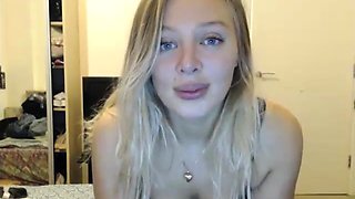 Cute blonde with big boobs solo