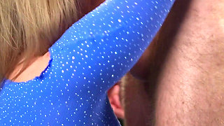 Studio Secrets, Elegant Blonde Model Breeded on Director's Chair, Pro Studio Creampie