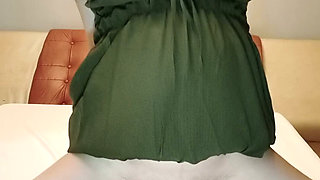 Pregnant Woman Sits on Big Dildo and Masturbates Her Strong Pussy