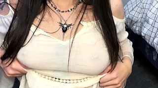 Brunette solo darling masturbating at home