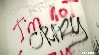 Sexy blonde with big boobs Laela Pryce is sucking in the gloryhole