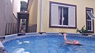 Your Naked Slut Neighbor Showing Off In The Pool For You
