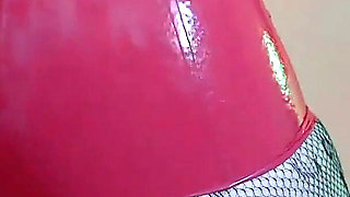 Sexy MILF with Big Natural Body Teasing in Latex Catsuit, Free Porn XXX Rubber Video