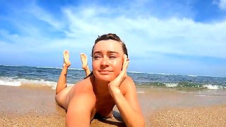 Blonde Babe's Naked Swim in the Ocean