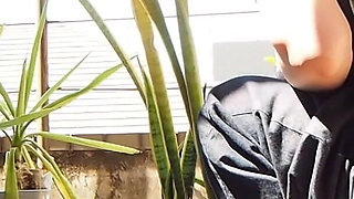 Peeing on a Potted Plant