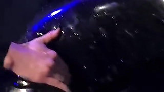 Gimp fucked in the dirty toilet