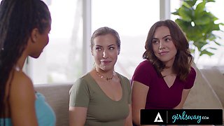 GIRLSWAY Brown-haired BFFs Welcome Fresh Neighbor Kira Noir The Way They Know Hottest! SPUNKY THREEWAY