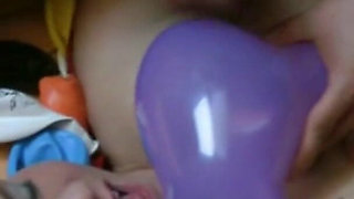 Handjob with Ejaculation Onto a Balloon, Which I Dutifully Lick Clean and of Course Swallow the Sperm Politely.