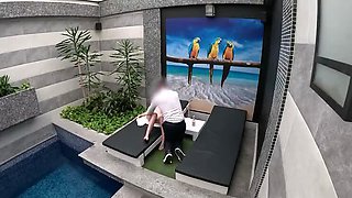 Hotel Waiter Surprise: I Undress, He Eats My Tight Pussy, Then I Give a Blowjob Until He Cums in My Mouth