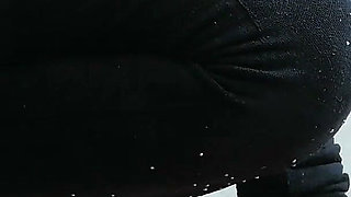 Raven: Long Pee on Balcony, Pants with a Hole Over the Pussy and Air Max