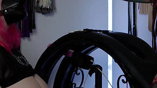Horny Chubby Petgirl Humps Her Mistress's Leg Til She Cums