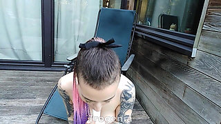 Hippie Double Penetration Dildo Outdoors