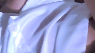 Risky Sex on the Balcony Gothic Babe in White Takes Hard Cock with People Nearby