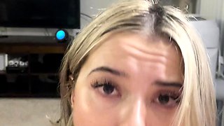 Big tit blonde MILF sucks a big cock POV
