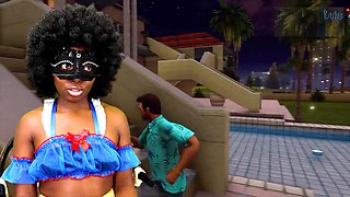 Gta vice city, beautiful ebony girl, playing video games