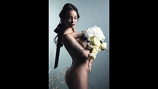 Monika Fox Naked With Flowers Behind A Veil