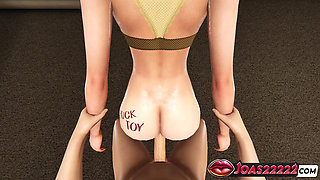 Sexy Yoshike Anime 3D Hentai - POV Standing Doggystyle Perfect Ass, Spreading Legs Close-Up & Anal Piledriver Creampie