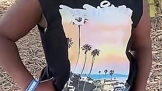 African Ebony Sexy Black Girl Dances in Public with Laughter