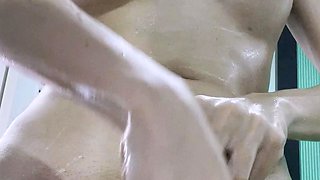 Brunette Tranny jerking in hard dick in solo Webcam