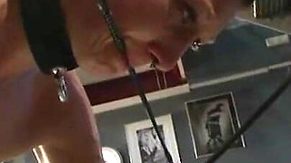 Dominating dildo fucking foot stretching