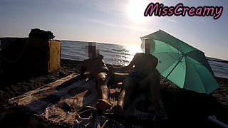 French Teacher Risky Masturbation Caught on Crowded Beach Helps Squirt Extreme Cumshot