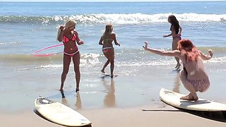 Sultry sirens Tiffany and Valerie frolic outdoors in tiny bikinis