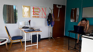 Nudist secretary. Nude employee in the office. Nude secretary is not shy about her boss. Nude office.  2 194