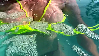 Artemisia Love Flashing Her Perfect Big Tits Underwater and Smoking a Cigarette