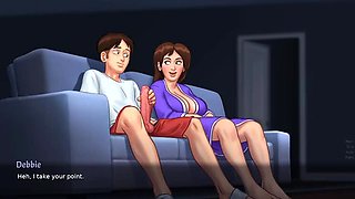 Stepmom Shows Pussy to Stepson While Watching Porn (Summertime Saga)
