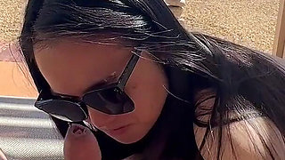 Slutty Kitty Sucks and Rides Yummy Jimmy on the Balcony to Extract His Semen