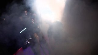 Dominatrix pours hot paraffin wax on xxx slave hunk before she sucks him